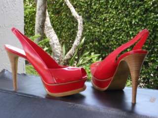 BEBE SHOES Sandals Heels Platform RED ZAHARA 10 40  