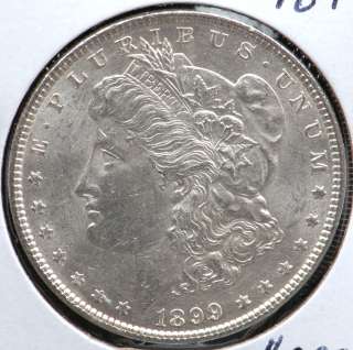 This is a 1899 Morgan Silver Dollar in Brilliant Uncirculated 