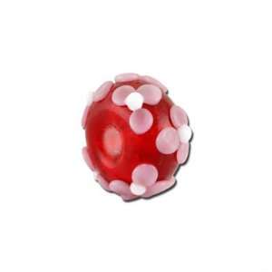  14mm Rondelle Glass Beads Red Floral   Large Hole: Jewelry