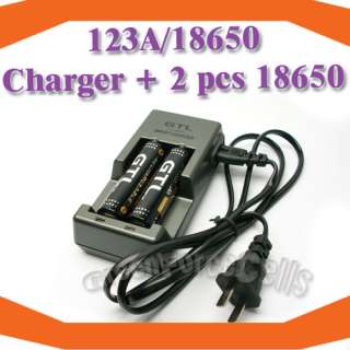 GTL 18650 CR 123A LR123 battery charger + 2 X 18650 G1  