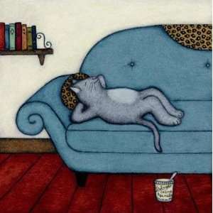  Lounging Cat Finest LAMINATED Print Helga Sermat 10x10 