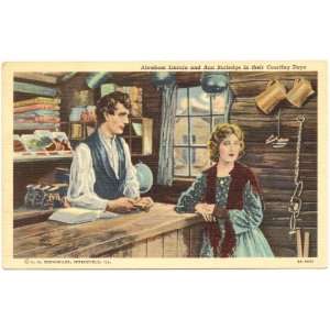 1940s Vintage Postcard   Depiction of Abraham Lincoln and Ann Rutledge 