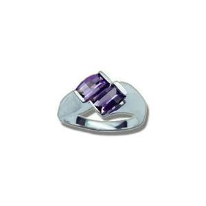  6x4 mm Amethyst Womens Ring in 14K White Gold 8.5 Jewelry