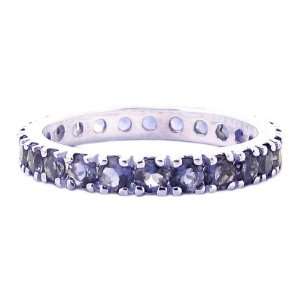  14K White Gold Gem All the Way round Eternity Band Ring 
