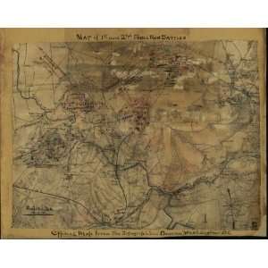 Civil War Map Map of 1st and 2nd Bull Run battles. Official map from 