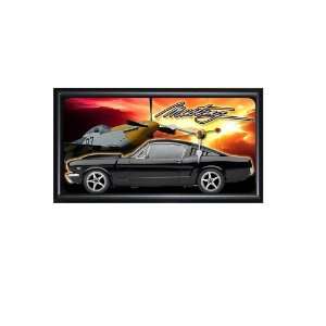  Ford Mustang Black 7X13 Wood Frame Clock: Sports 