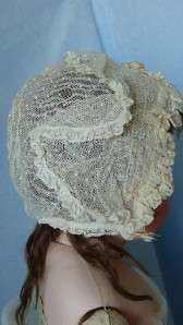 French Antique lace doll bonnet #4 Gorgeous  