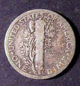 1920 D MERCURY Dime   Ten Cent Coin  