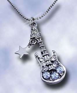 BLUE ICE GUITAR ROCK STAR NECKLACE   LOVE MUSIC   NEW*  