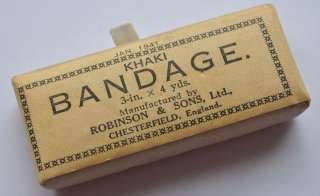 1941 WWII UK Britain Unused Pack of KHAKI BANDAGE fm Soldiers First 