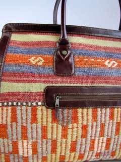 Large Travel Bag Leather Kilim handmade Turkey 19588  