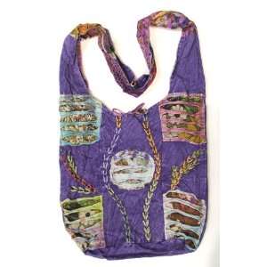   Cut Heavy Cotton Bohemian / Hippie / Gypsy Shoulder Bag Nepal Purple
