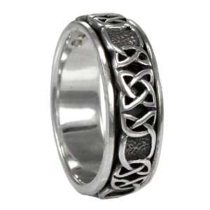  Silver Celtic Knot Spinner Worry Ring for men or women (sz 