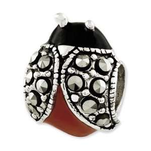   Sterling Silver Reflections Enameled & Marcasite Ladybug Bead: Jewelry