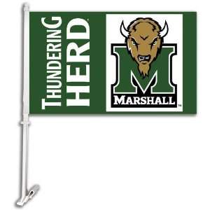  97035   Marshall Thundering Herd Car Flag W/Wall Brackett 