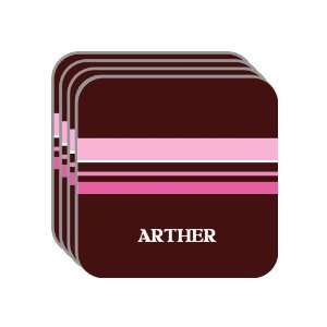 Personal Name Gift   ARTHER Set of 4 Mini Mousepad Coasters (pink 