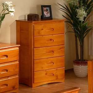   World Furniture Honey Five Drawer Chest   2155: Furniture & Decor