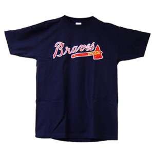  Atlanta Braves Replica MLB Team Logo Crewneck T Shirt by 