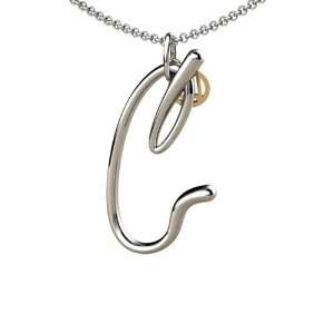   14K Gold Script Initial C Pendant with chain Franco Vincente Jewelry