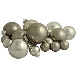  Club Pack of 22 Silver Glass Ball Christmas Ornaments 