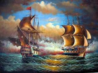 Produced oil painting crafts war ships 36x48  
