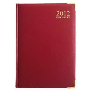2012 A5 Week to View Diary Padded Gilt Corner   Red 