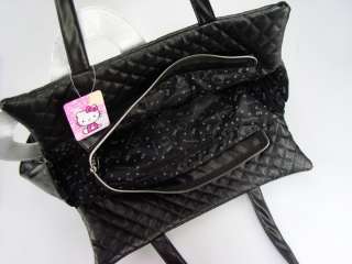 Title  Hello Kitty Black Leather Like Tote Bag Handbag Purse