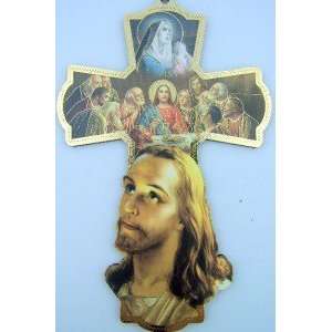   Jesus Catholic Wood Crucifix Wall Cross Gold Trim 6 Home & Kitchen