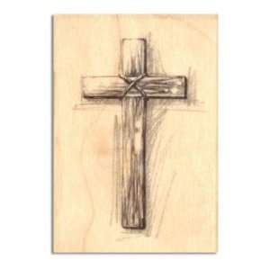   Wood Mounted Rubber Stamp Wooden Cross By The Each Arts, Crafts