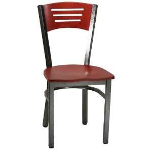  Mahogany Wood Back Metal Chair with 3 Slats in Back: Home 