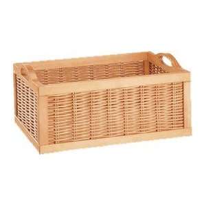  Wood and Wicker Basket with Handles: Home & Kitchen