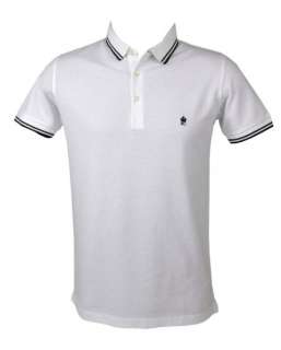 Mens FCUK French Connection Polo T Shirt White Twin Tipped  