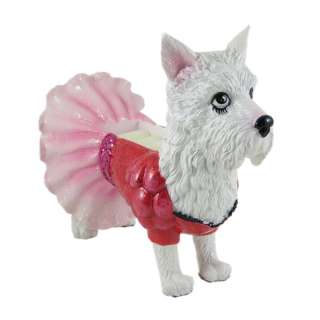 Schnauzer Dog Figurine Ring Holder Organizer Puppy Red & Pink Dress up 