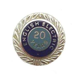   Hallmarked Silver 1969 English Electric 20 Year Service Enamel Badge