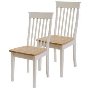  ABM Slat Back Side Chair, White/Natural, Set of 2