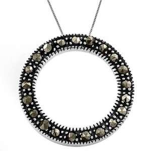  Sterling Silver Marcasite Circle Of Life Necklace Jewelry