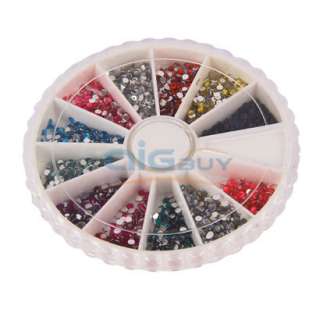 2400 Nail Art Gems Case Rhinestones Round Diamante + 2 X Nail Art 