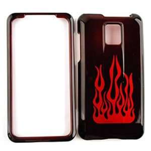  LG G2X 4G Transparent Red Flame Hard Case/Cover/Faceplate 