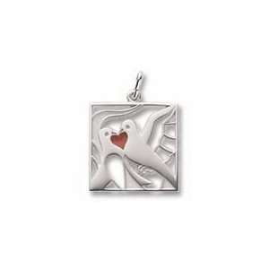  Two Turtle Doves Charm   Sterling Silver Jewelry