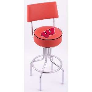  University of Wisconsin Steel Stool with Back, 4 Logo 