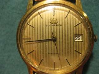 Vtg Bucherer 25j 20Microns GF Case With Clean Dial/Crystal ACCURATE 
