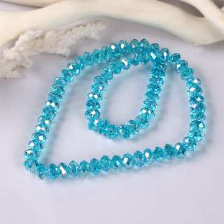 Charming Blue Crystal Quartz Faceted Rondelle Gem Beads  
