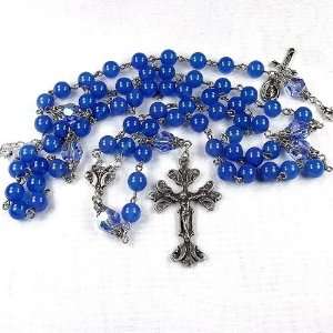   Sapphire crystal and Blue Opal 8mm rosary and bracelet Jewelry
