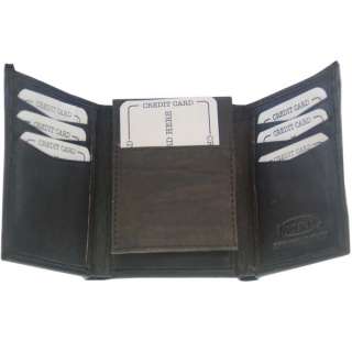 100% Leather Mens Wallet Trifold Brown #2755  