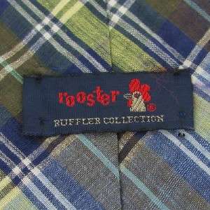 2778 Rooster Ruffler Collection Plaid Olive White Navy Yellow Vtg Men 