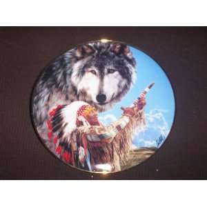 FRANKLIN MINT COLLECTORS PLATE SUMMONING OF THE WOLF SPIRIT PLATE NO 