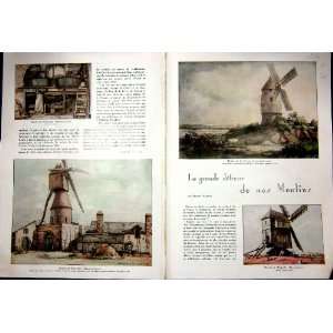  Windmills Moulins Windmill France French Print 1937