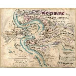  Civil War Map Vicksburg Missp. : and the Rebel batteries 