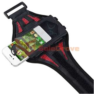 Black/Red Workout Armband Case+Headset Mic for iPod Touch 4 4G 4th 8GB 