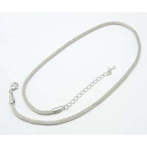 Brass Snake Chain Necklace, Bright Silver Color, 19 In. With Extender
